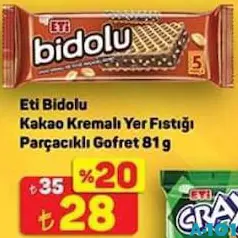 ETİ BİDOLU KAKAO KREMALI YER FISTIĞI PARÇACIKLI GOFRET 81 G fiyat ve kampanya bilgisi